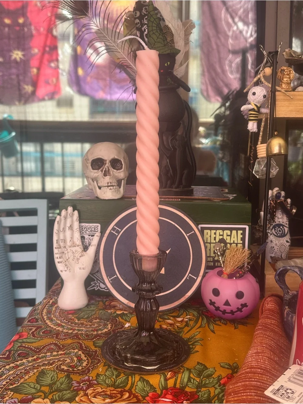 Pink Spiral Taper Candle